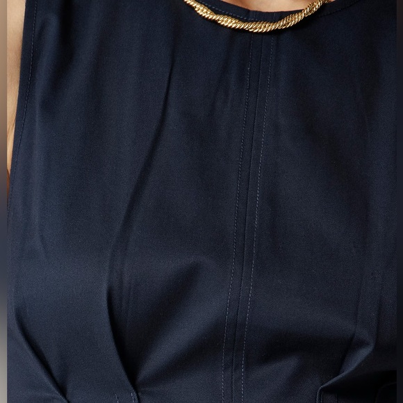 J. Crew women’s Pintuck midi dress stretch twill navy blue Size 10 NWT - Picture 3 of 9